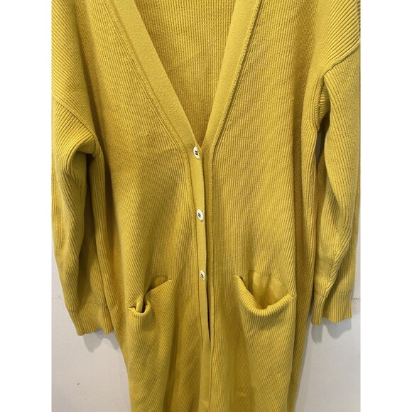 Free People Run to You Duster Cardigan Longline Sweater Mustard Yellow Large - Picture 3 of 9